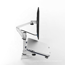 Aluminum Dual Monitor Arm Desktop Mount Laptop and Monitor Stand with Laptop Stand